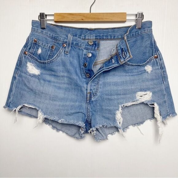 Levi's 501  high rise distressed shorts Sansome Straggler size 29 - Picture 5 of 10